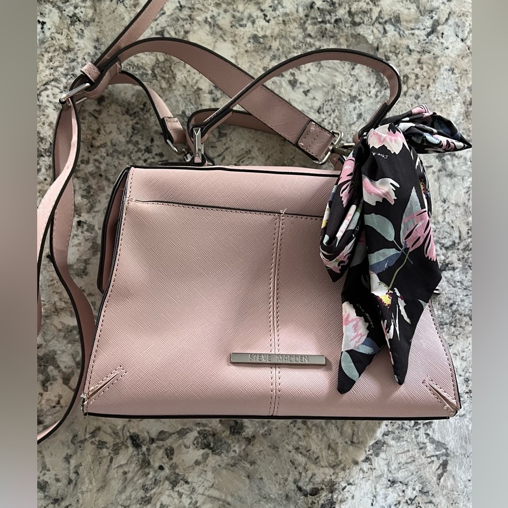 Steve Madden Blush Crossbody Bag with Floral Scarf